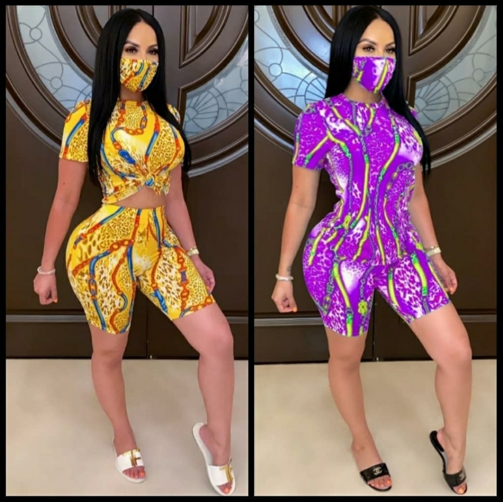 💜💛🐆⛓ 3 piece short set
